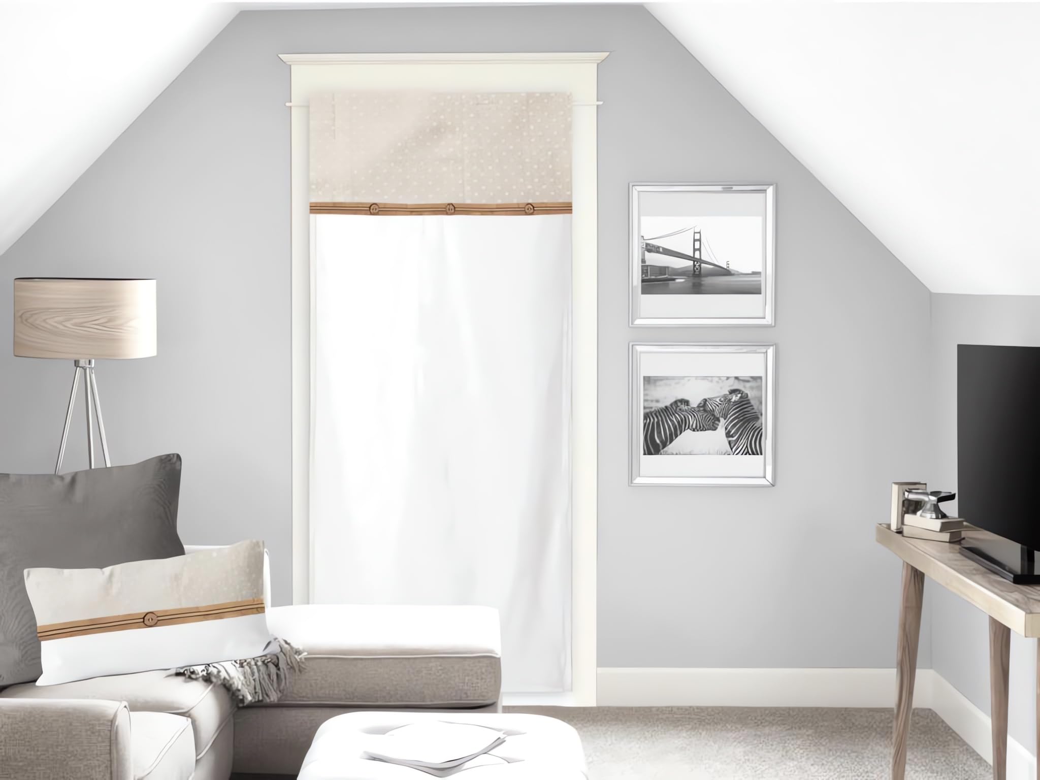 Soleil d'ocre Curtain for Doors and Windows, Cotton, Ivory, 70 x 200 cm