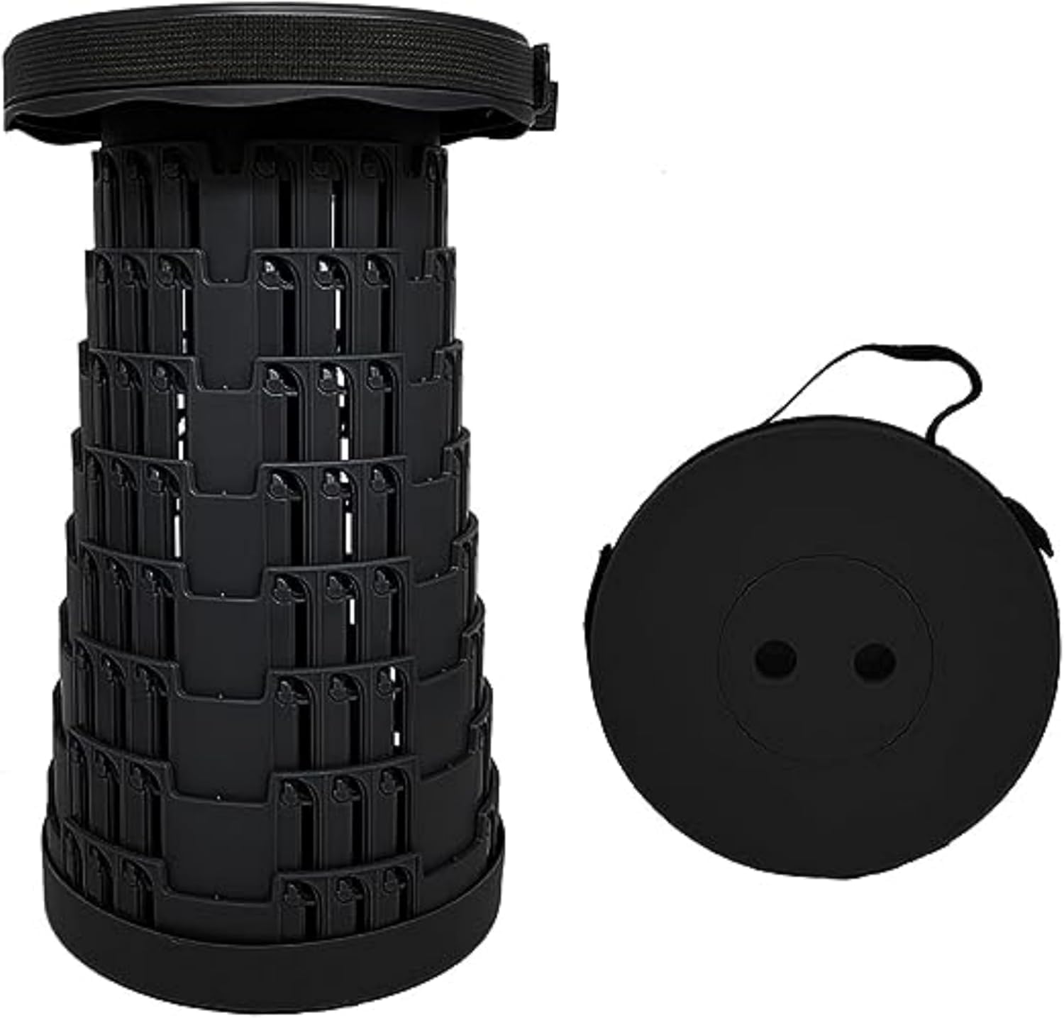 Portable Telescopic Stool Folding Stool For Adults Camping Foldable Stool Seat Light Weight Retractable Robust For Concerts BBQ Excursion Outdoor Fishing Hiking Max Load 460lbs/210KG (Black)