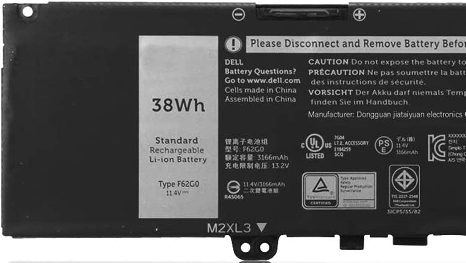 ASKC F62G0 (38Wh 3166mAh) Laptop Battery Replacement for Dell Inspiron 13 5370 7370 7373 7380 7386 Vostro 13-5370-D1505G Series Notebook RPJC3 39DY5 F62GO - Image 3