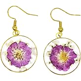 Forget-Me-Not & Queen Anne's Lace Pressed Flower Teardrop Earrings | Handmade Dangle Drop Earrings for Women & Girls | Unique Dry Flower Jewelry | Personalized Gift for Her