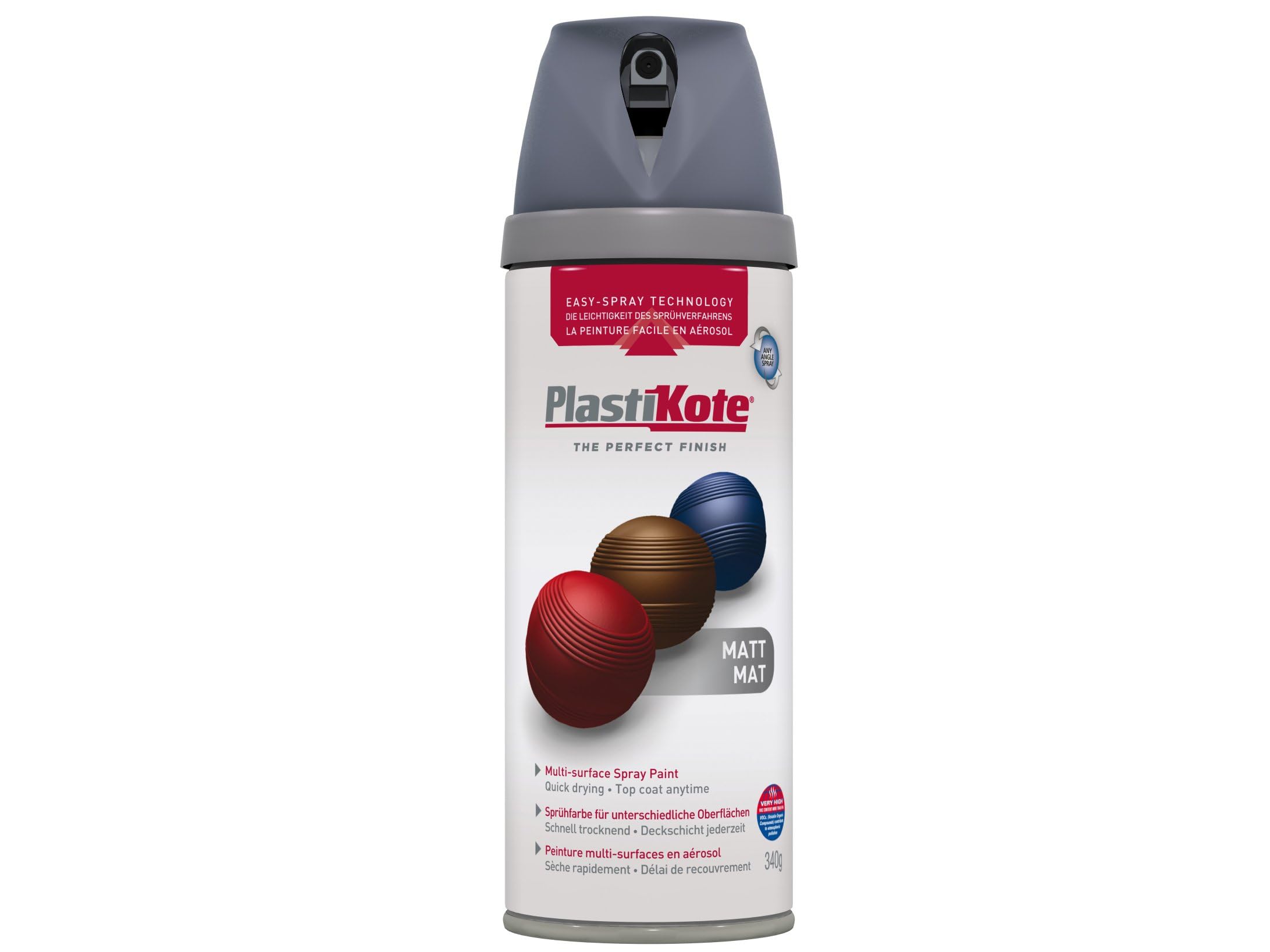 Plasti-kote 23102 400ml Premium Spray Paint - Matt Grey