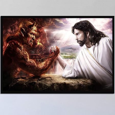 Fengclock Concorso Angelo E Pittura Diavolo Fiore Angelo E Diavolo Gesu E Satana Angeli E Demoni Parete Modulare Arte Stampa Poster Materiali Non Tessuti 40x60cm Amazon It Casa E Cucina