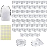 55Pcs 5Grams Sample Containers with Lids and Labels Small Mini Clear Acryli | Small Little Mini Tiny Containers, Clear Acrylic Plastic Sample Jars for Cosmetic, Creams, Makeup, Nails, 5g/5ml