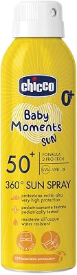 Spray Solare Protezione SPF 50 + Per Bambini, Resistente all'Acqua, Facile Da Applicare Con Sistema di Erogazione a 360°, Protezione Contro UVA, UVB e Infrarossi, Senza Alcol, 0 Mesi +, 150 ml