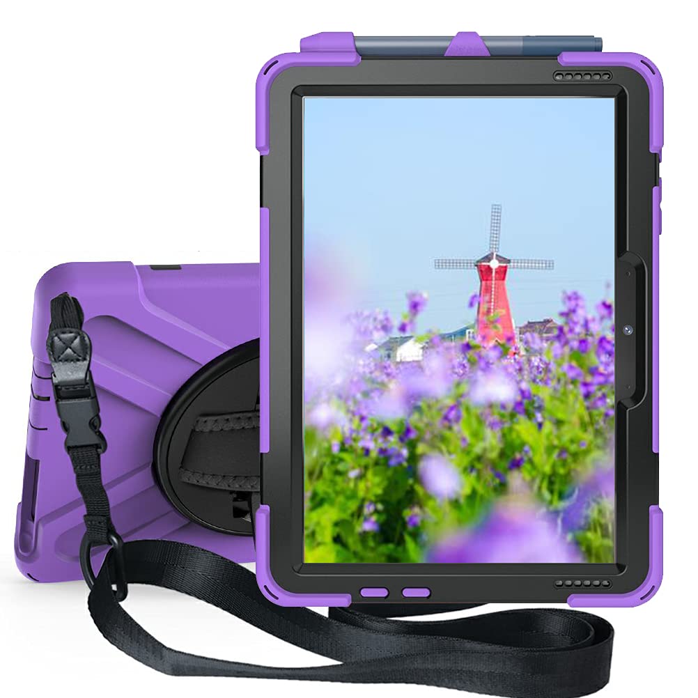Sfulatdc Compatible with Surface Go Case,Shockproof Heavy Duty Rugged Full Body Cover with Strap and Kickstand for Microsoft Surface Go 4/3/2/1 Purple