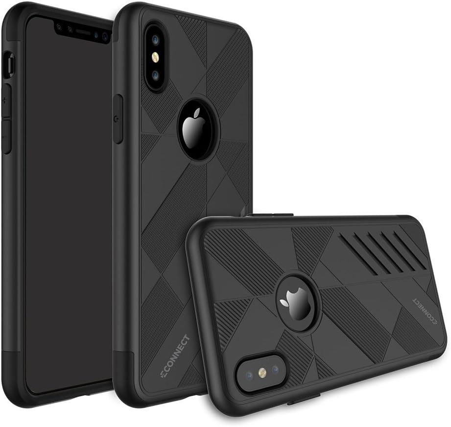 ECONNECT iPhone X Case, Armour Rubber 2 in 1 case for Apple iPhone X or iPhone 10 Edition (2017) 5.8-inch Smartphone (Black)