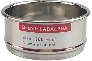 LABALPHA 200 Mesh Lab Sieves, Test Sieve #200 Mesh, 4'' Diameter, 304 Stainless Steel Wire Cloth (0.075mm)