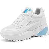 AONEGOLD Women's Fashion Sneakers for Mom Day Gifts Women's Platform Sneakers Wedges High Top Lace Up Shoes Increase Fashion Sneakers for Womens Girls