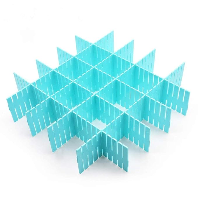 Cozywind 8 Láminas DIY Separadores Cajones, Ajustable Organizador de Cajones para la Ropa Interior Calcetines o Suministros de Oficina, Azul