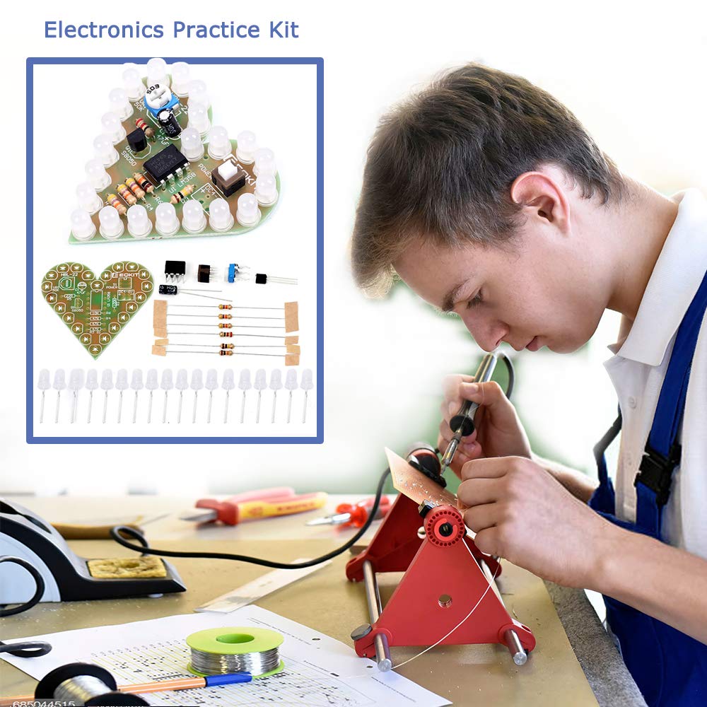 IS Icstation DIY Soldering Kit Heart Shaped Led Light Electronics Kits Soldering Practice (Pack of 4)