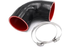 TAUKEALUGS 90 Degree 3 inch(76mm) Elbow Coupler Hose,Length 4-in(102mm),4-Ply Reinforced with 2pcs Clamps for Turbo/Intercooler/Intake Piping Coupler