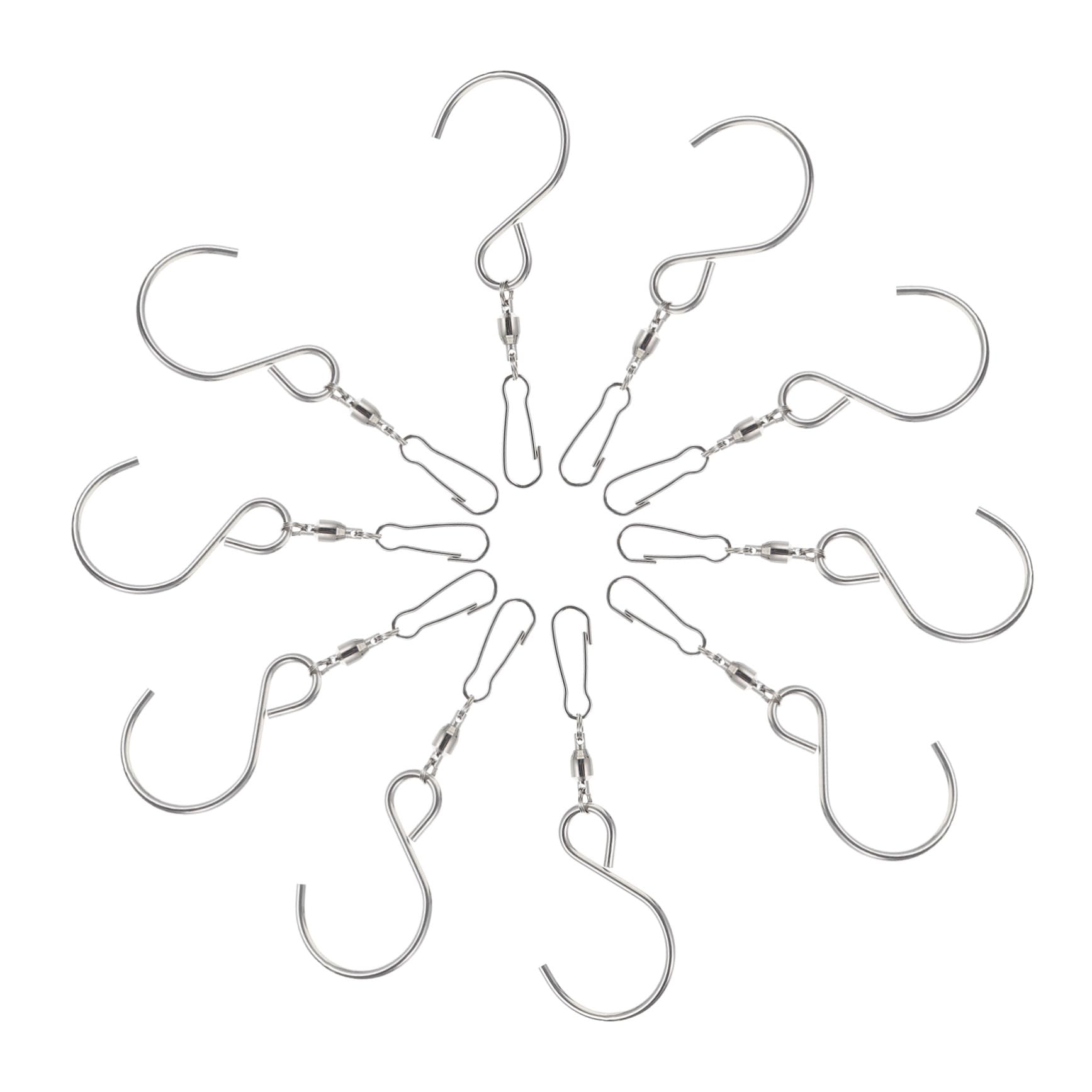 TINEASUR 10pcs Stainless Steel Swivel Hooks for Wind Chimes Rotary Hangers for Outdoor Decoration Securely Suspend Bells Lanterns and Spinners Easy to Use and Rotate