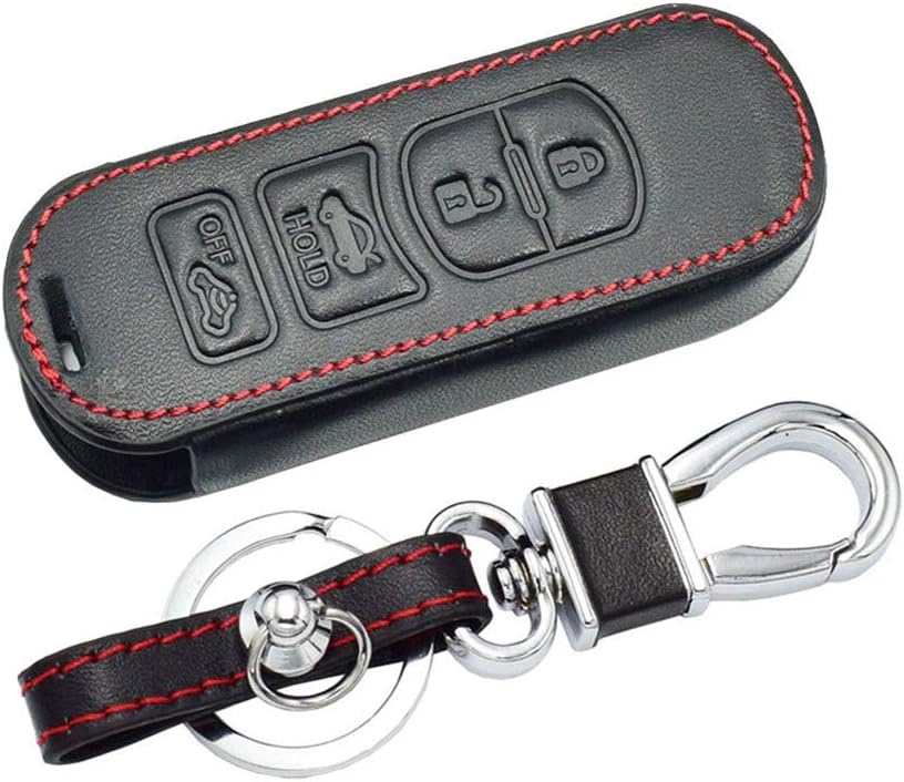 Happyit Leather Car Key Cover Cases for Mazda CX-7 CX-9 MX-5 Miata 4 Buttons Keychain Smart Remote Accessories