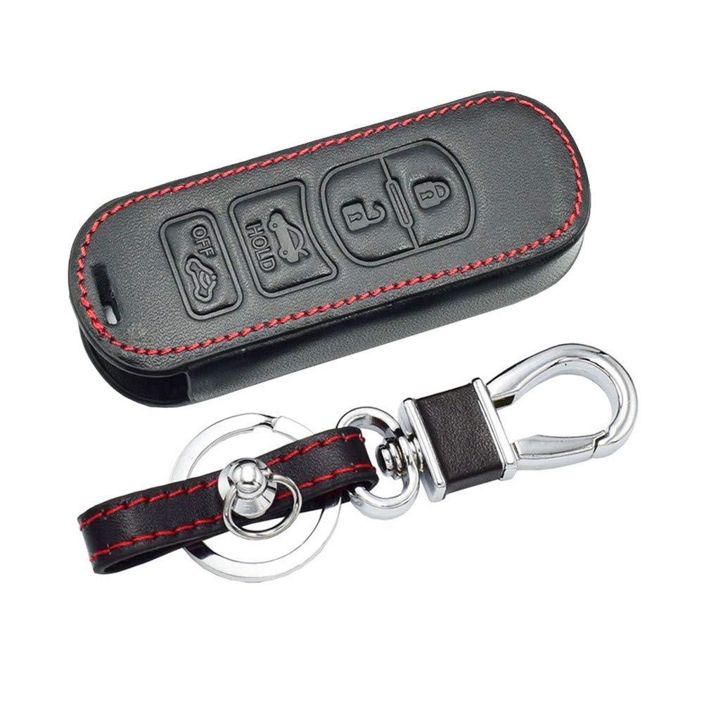 Happyit Leather Car Key Cover Cases for Mazda CX-7 CX-9 MX-5 Miata 4 Buttons Keychain Smart Remote Accessories