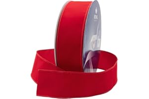 Royal Imports Wired Traditional Red Christmas Waterproof Ribbon, Floral & Craft Decor - 2.5" (#40) - 50 Yd (150') - Red w Red Edge