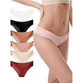 MAX LOVIN 6-Pack Seamless Underwear for Women – Cheeky No Show Bikini Panties with Cotton Gusset, Low-Rise Wave Edge (S-XL)