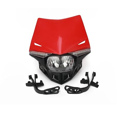 JFG RACING S2 12V 35W Universal Motorcycle Headlight Head Lamp Led Lights For For Honda Dirt Pit Bike ATV - Red