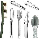 Openfly Fish Scaler Tool, Stainless Steel Fish Scaler Remover Fish Scraper Scaler with Sawtooth, Fish Skin Graters Fish Tweezers Fish Descaler Tool for Cleaning Fish
