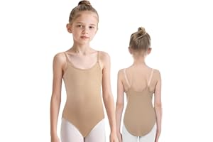 iMucci Professional Leotards for Girls Nude Leotard Seamless Camisole Undergarment with Transition Clear Strap