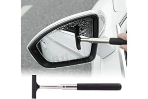 jeseny 1 PC Car Rearview Mirror Wiper Telescopic Auto Mirror Squeegee 98cm Long Handle Cleaning Tool Glass Mist Cleaner Black