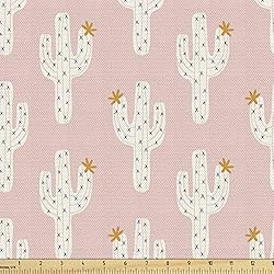 Ambesonne Cactus Print Fabric by The Yard, Hand