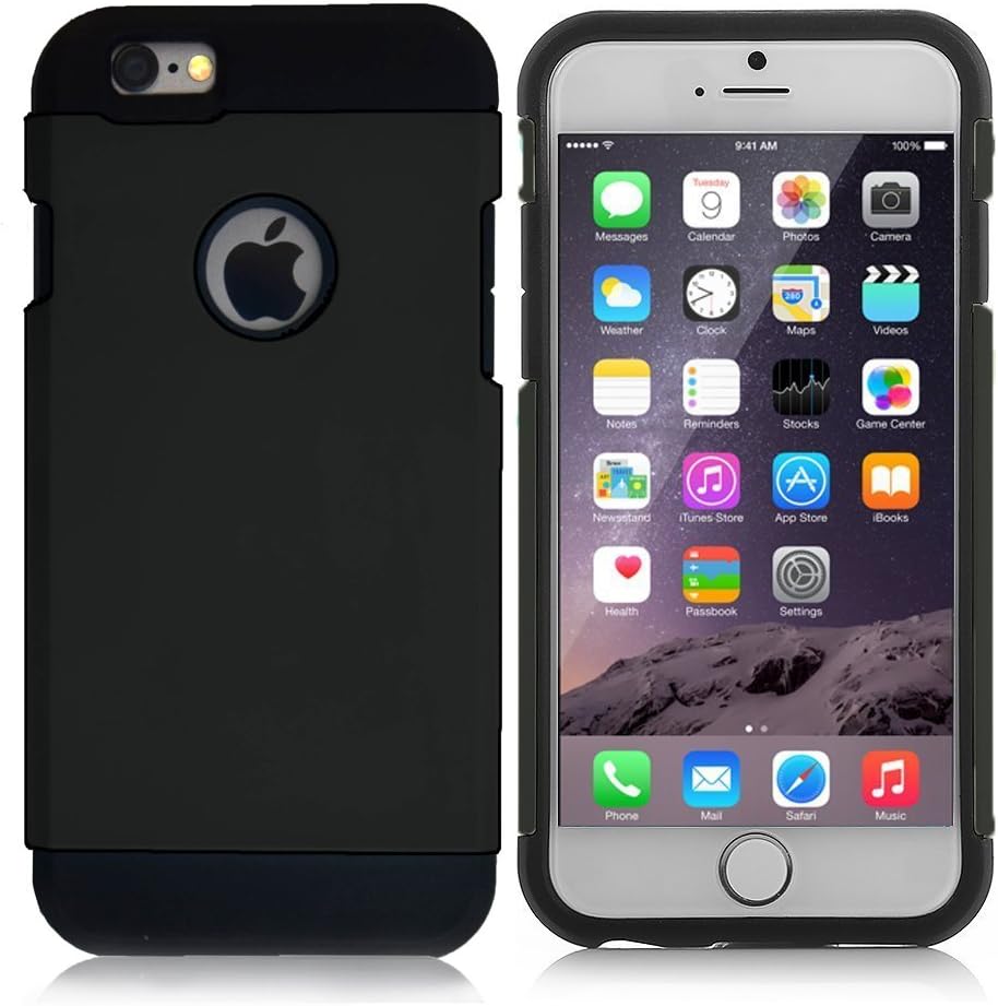 FINCO(TM) Hybrid Slim Case for Iphone 6 4.7" (Black)