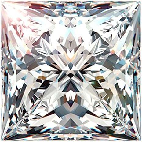 RINGJEWEL 3.38 CT VVS1 Princess Cut Loose Moissanite Use 4 Pendant/Ring White H-I Color