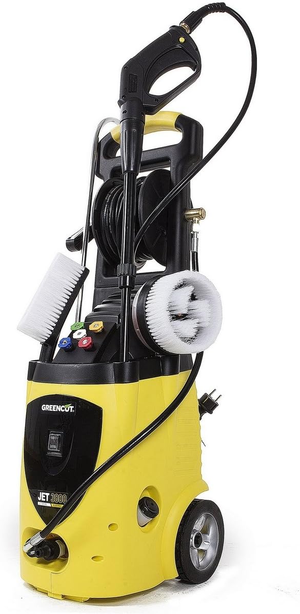 Greencut JET-3800 - Hidrolimpiadora de alta presión, motor de capacidad 3200 W con presión máxima 3800 PSI (262 bars), y presión de trabajo continua de 2500 PSI (170 bars)