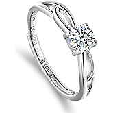 ANAZOZ Moissanite Wedding Rings for Women, 0.5ct D Color VVS1 Clarity, Adjustable Promise Rings for Her 999 Sterling Silver Engagement Bands