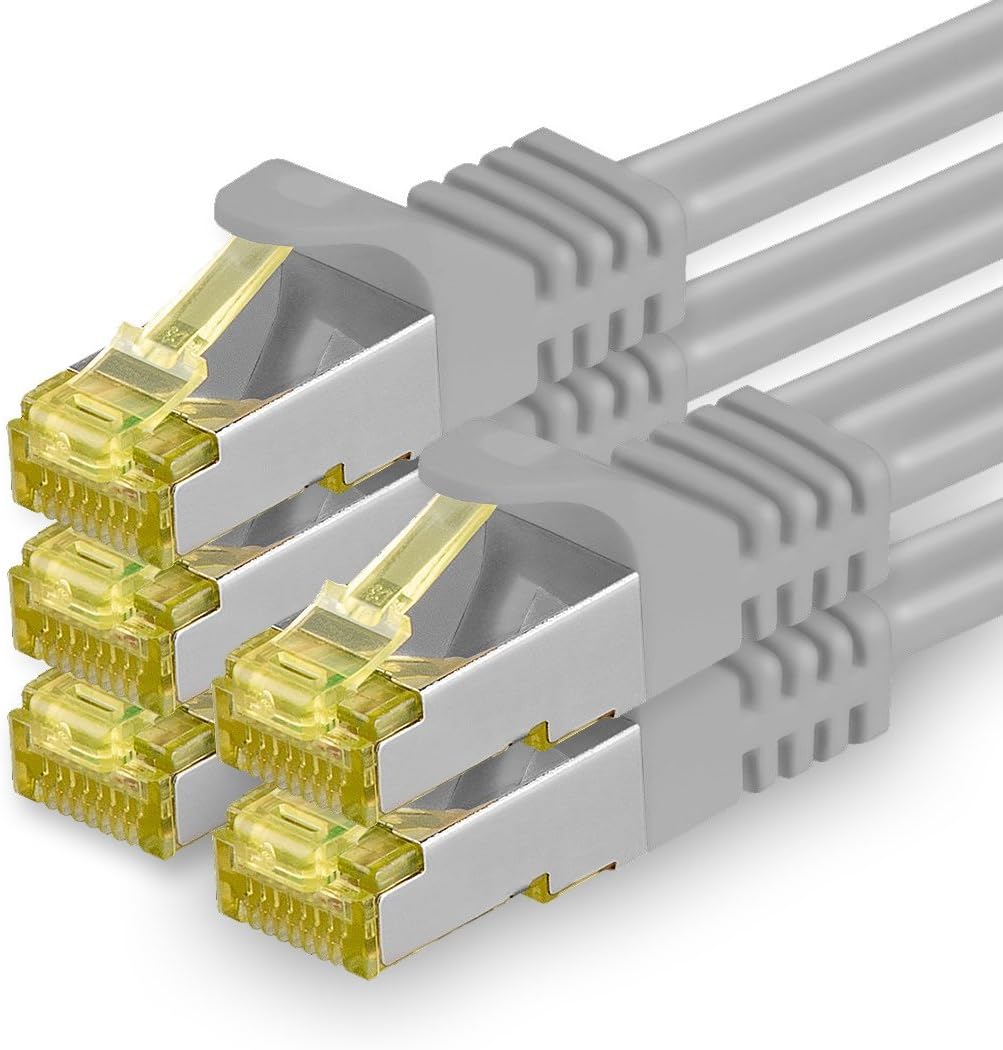 Cat.7 Patch Cable Set, S/FTP (PiMF) Ethernet LAN Network Cables, 10 Gigabits/10000 Mbps, High Speed