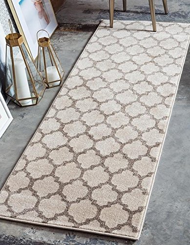 Unique Loom Trellis Collection Beige 3 x 20 Runner Area Rug (2' 7" x 19' 8")