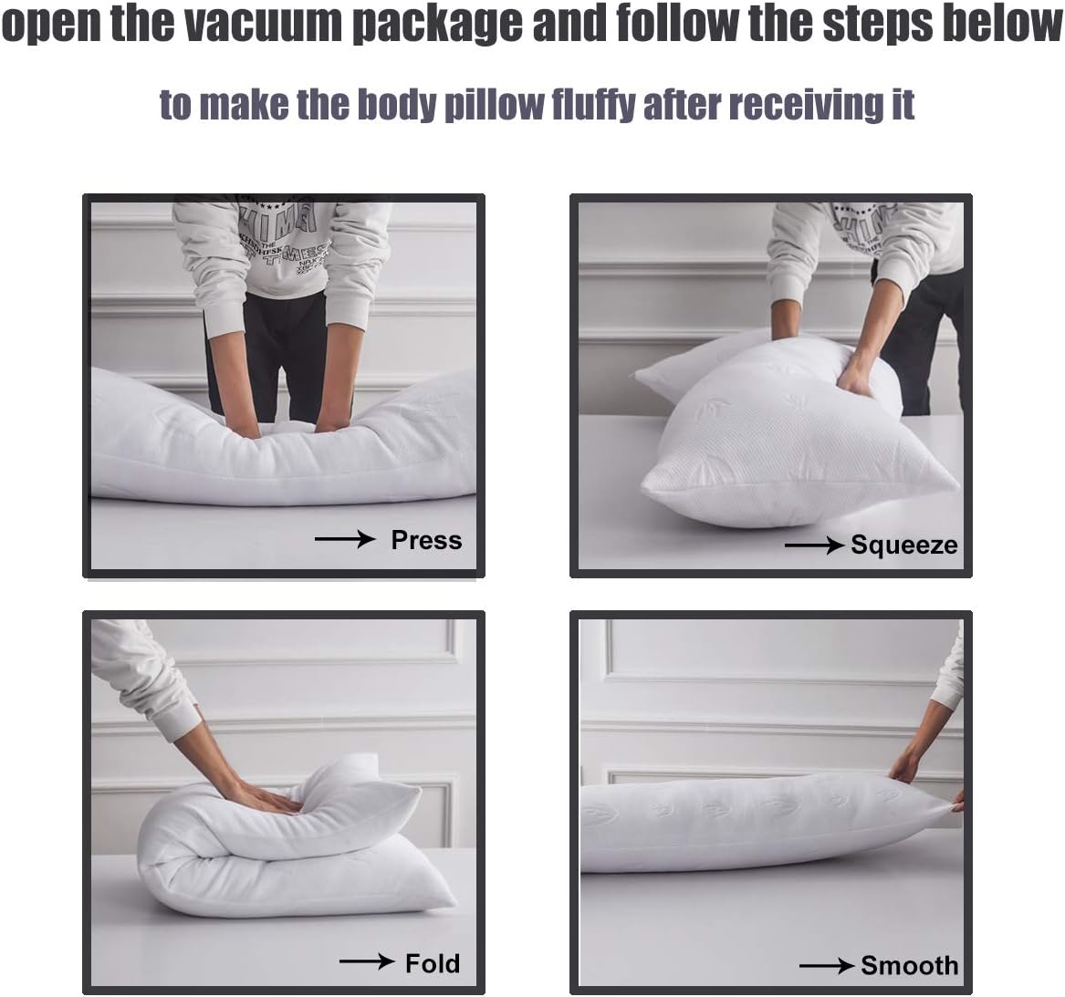 Decroom Full Body Pillow, Large Body Pillow for Adults, Hypoallergenic Removable Bamboo Cover and Microfiber Filling, Support and Comfort for Stomach and Side Sleepers-20 x 54 inch: Home & Kitchen