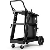 VEVOR Welding Cart, 3-Tier Welder Cart Heavy Duty 400 LBS Weight Capacity | 360&deg; Swivel Wheels, 2 Tank Storage Safety Chains, Rolling MIG Welder Cart for TIG, ARC, MMA, Plasma Cutter Welding Machine