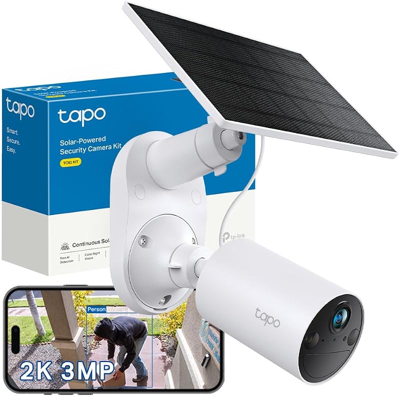 Tapo TC82 KIT 2K 3MP Battery Solar Camera Outdoor, Color Night Vision, No