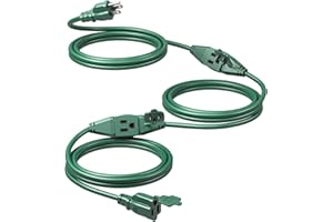 DEWENWILS 25Ft Christmas Outdoor Extension Cord, Evenly Spaced 3 Outlets Plugs with Safety Cover, 16/3 SJTW Weatherproof Wire for Decorations, String Lights, UL Listed