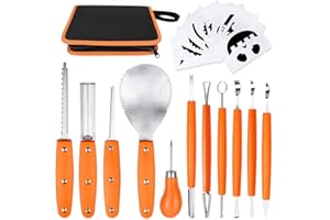 OWUDE Professional Pumpkin Carving Kit, 11 Pieces Heavy Duty Stainless Steel Carving Tools for Halloween with Carrying Case a