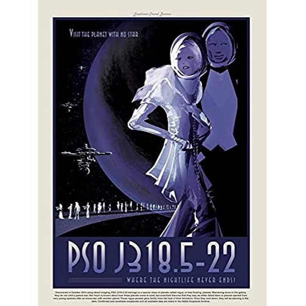 PSO J318.5-22 Nightlife Never Ends NASA Space Tours Travel Art Print Canvas Premium Wall Decor Poster Mural