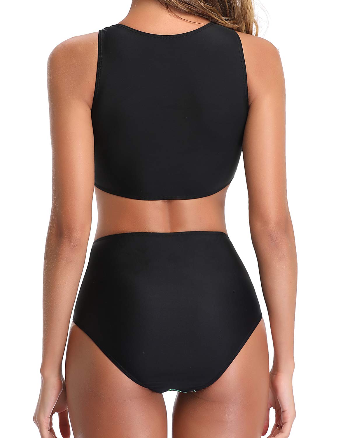 Tempt Me Women High Waisted Bikini Sporty Racerback Retro High Neck Two