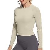 GGOV Womens Long Sleeve Crop Workout Tops Yoga Cropped Top Gym Shirts Athletic Clothes Slim Fit