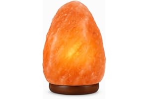 Himalayan Glow Natural Himalayan Salt Lamp, Crystal Salt Lamps, Real Wood Base with Dimmer Switch, Handmade Salt Lamp, Gift L