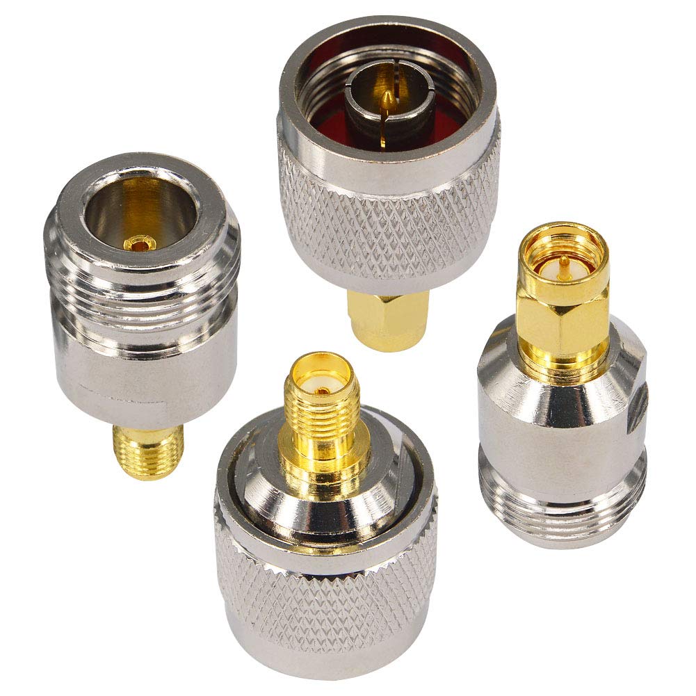 Boobrie SMA to N Type Adapter Kit 4PCS 4G Antenna Adapter SMA Female/Male to N Male/Female Connector Signal Booster Connector N Type for CB Radio WiFi Antenna Wirelesse WiFi Router