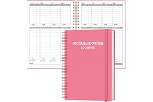 Heveboik Income & Expense Log Book - A5 Income and Expense Tracker for Small Business, Accounting Bookkeeping Tracking for Woman and Man, 5.8" x 8.3", Pink