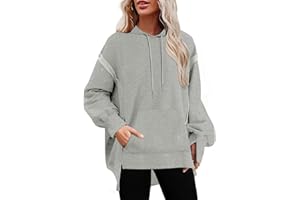 SHEWIN Women's Casual Oversized Hoodies Long Sleeve Reverse Seam Sweatshirts Lightweight Pullover Tops Drawstring Hoodie