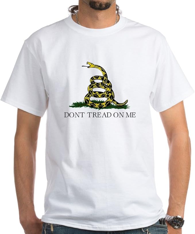 Amazon.com: CafePress Gadsden Flag White T-Shirt Cotton T-Shirt: Clothing