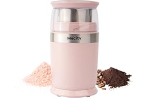 Mecity Electric Coffee Blade Grinder 6 Blades Stainless Steel Removable Bowl Fast Grinding, Gift for her, Coarse Fine Ground Coffee, Espresso Grinder, 200W, Pink