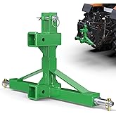 Green 3 Point Hitch Receiver with Dual 2” Receiver, 3 Point Trailer Hitch for Tractor, Fit for Standard/5th Wheel/Goose Neck Connections, 3 Pt Quick Hitch Farm Equipment and Subcompact Trailer Hitch