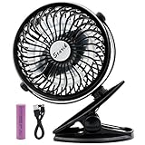 Clip on Fan, Searik Battery Operated Fan 360° Rotation Mini Table Fan Rechargeable Fan Portable USB Desk Personal Fan for Baby Stroller, Home, Dorm, Library, Kids, Summer, Office, Outdoor Sports