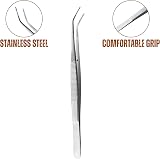 ASM Stainless Steel Dental Tweezers Serrated Surgical Jaws Cotton Pliers Set view 2