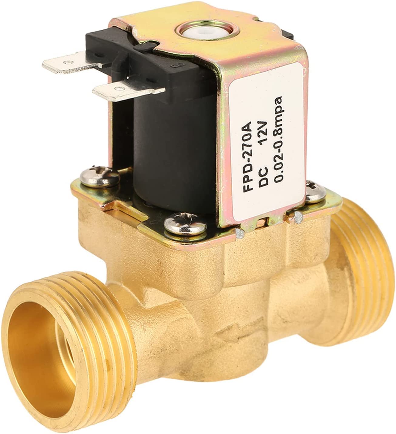 Solenoid Valve, DC 12V G1/2" AC 220V Normally Closed Brass Electric Solenoid 2 Way Water Solenoid Valve Magnetic Pressure Regulating Valve for Washing Machine, Water Dispenser