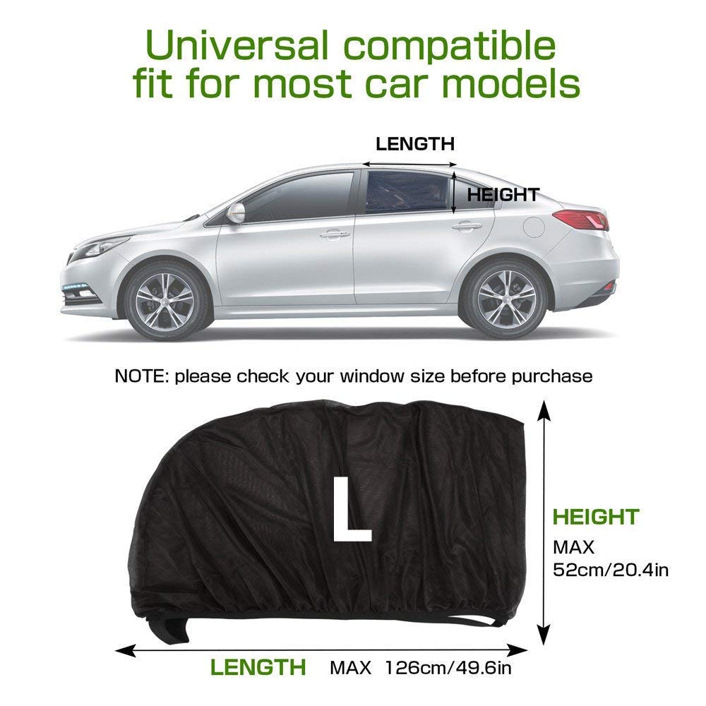 bedee Car Sun Shade, 2 Pack Car Window Shades |Block UV Rays| Cover Rear Side Window| Car Sun Shades for Baby Universal Fit Stretch Size: 49.6X20.5 inch